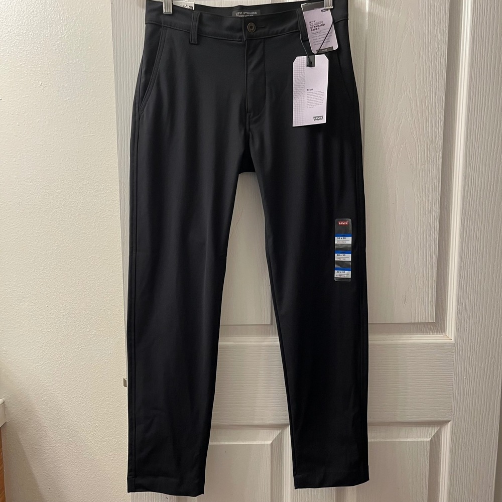 Levis XX Chino Standard Taper Tech Mens 30x30 Black Performance Pants Fits 30x29